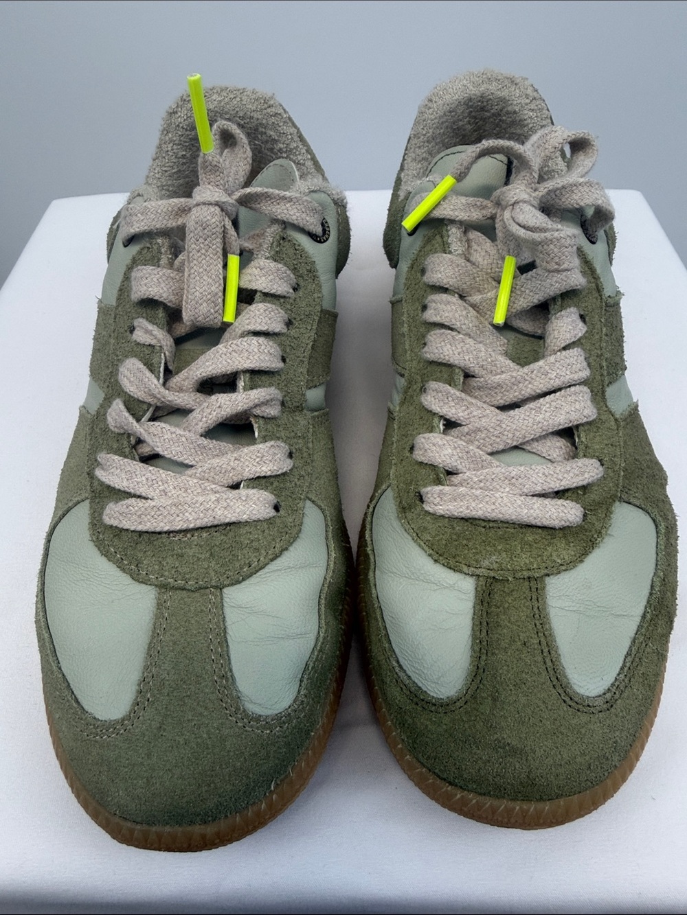 Verbenas Sora Olive Green Suede Leather Sneakers EU 40 US 9 Shearling Lined - Picture 3 of 5
